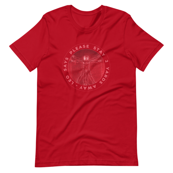 Da Vinci Social Distance – Red – Team Wrong – Short-Sleeve Unisex T-Shirt - Image 2