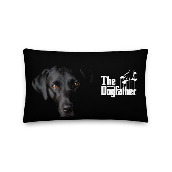 The Dogfather - Black / white logo - Black Labrador Premium Cushion / Pillow - Image 10