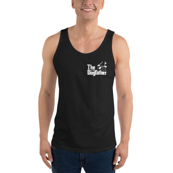 The Dogfather - Black tUnisex Tank Top - Image 2