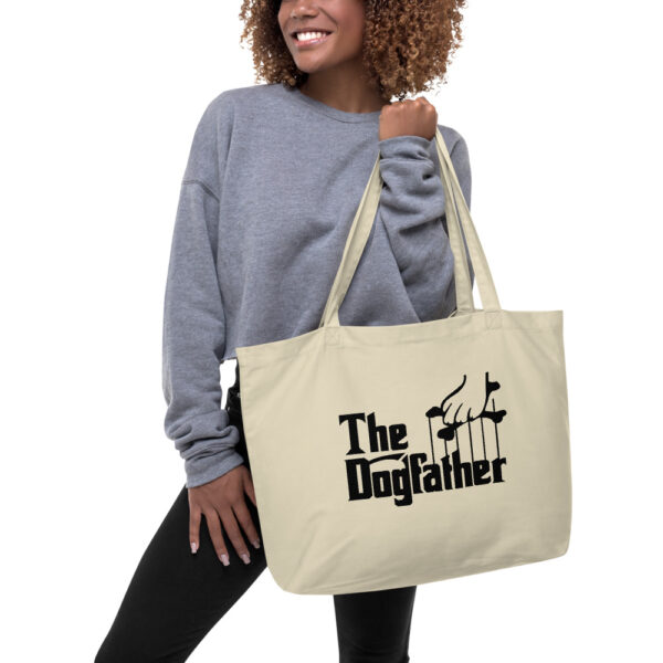 The Dogfather - Cream / Black Logo - Large organic tote bag - Image 2