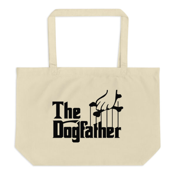 The Dogfather - Cream / Black Logo - Large organic tote bag