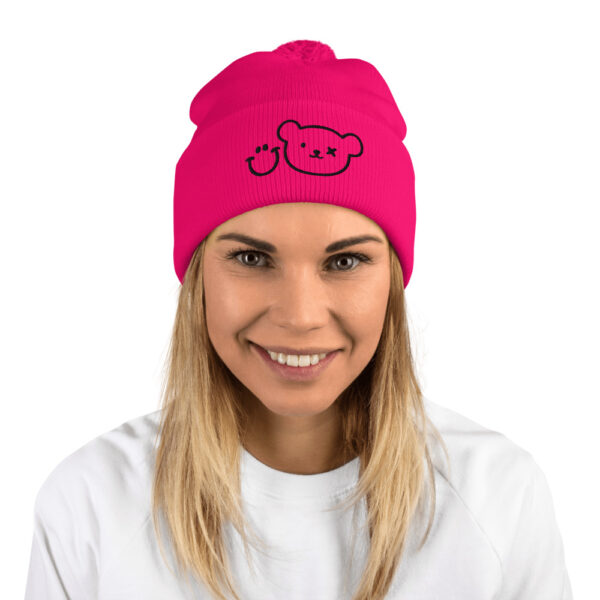 Logo Beanie - Neon Pink - Pom-Pom Beanie - Image 2