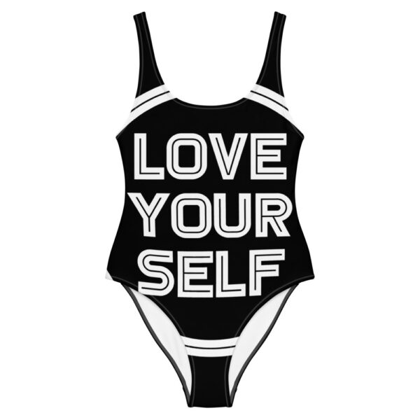 Logo White / Black One-Piece Swimsuit - Love Your Self