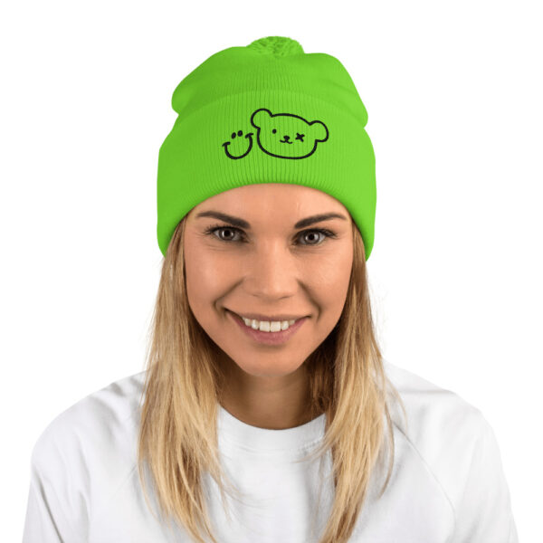 Logo Beanie - Neon Green - Pom-Pom Beanie - Grin And Bear - Image 2