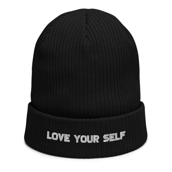 Dark/White logo - Organic ribbed beanie - Love Your Self