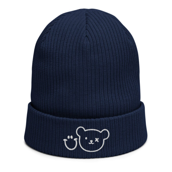 Black or Blue Organic ribbed beanie - Grin And Bear - Image 3