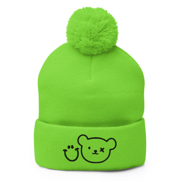 Logo Beanie - Neon Green - Pom-Pom Beanie - Grin And Bear