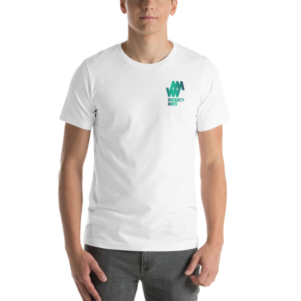 Blue / Green logo with text – Short-Sleeve Unisex T-Shirt – Weighty Ways